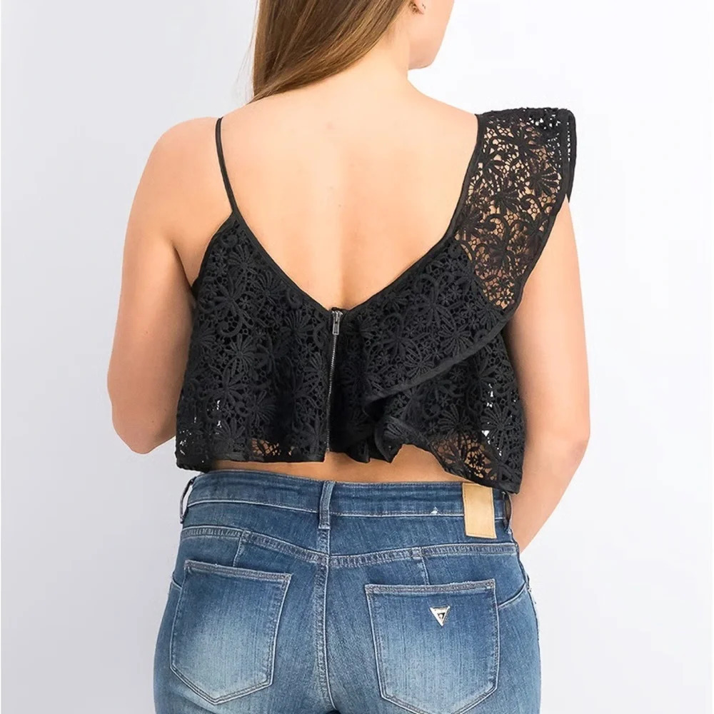 Topshop Women Embroidered Tops, Black Size‎ 4 - Picture 2 of 10